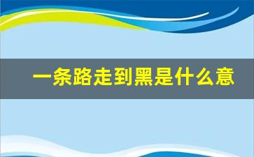 一条路走到黑是什么意思_一条路走到底 即使天黑也陪你